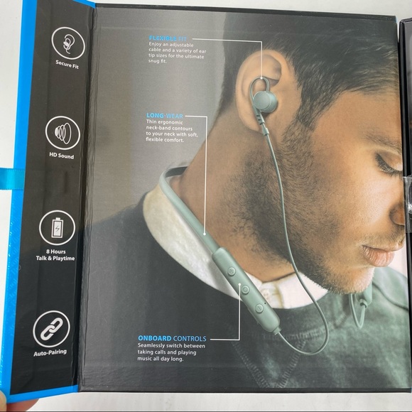 Brookstone Flexvibe wireless neckband earbuds noise reducing NIB - Picture 4 of 6